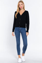 Long Slv V-neck Knit Cardigan